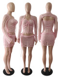 Fashion Sequin Knits Three Piece Skirts Set GCNF-0288