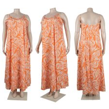 Plus Size V Neck Sling Print Maxi Dress NY-10488