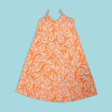 Plus Size V Neck Sling Print Maxi Dress NY-10488