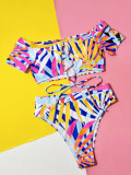 Fashion Print Bandage Two Piece Swimsuit CSYZ-A07H