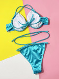 Sexy Solid Color Tie Up Bikinis Two Piece Set CSYZ-A06H