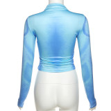 Long Sleeve Round Neck Fashion Print Slim Fit Top GYME-K22L24220