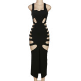 Fashion Hollow Out Split Slim Fit Long Dress XEF-K23D26153