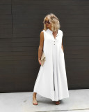 Solid Color Sleeveless Loose Jumpsuit WAF-77592