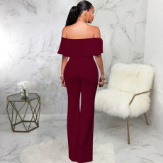 Fashion Solid One Shoulder Tube Tops Jumpsuit SMR-8261_2