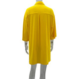 Casual Solid Color Lapel Long Shirt Shorts Suit GYLY-9908