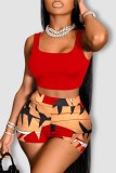 Casual Beach Holiday Print Tank Top Shorts Two Piece Set GSDF-2155