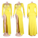Hot Diamond Bodysuits Split Long Dress Two Piece Set NY-2286