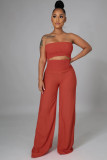 Solid Casual Chest Wrap Pants Two Piece Set GYLY-9468