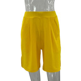 Casual Solid Color Lapel Long Shirt Shorts Suit GYLY-9908