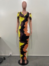 Multicolor Tie Dye Print Maxi Dress OLYF-6124