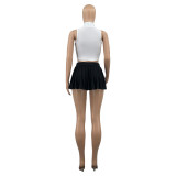 Sexy Sleeveless Pleated Mini Skirt 2 Piece Sets ANDF-1356