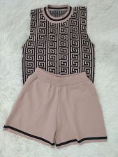 Fashion Knits Sleeveless Tops And Shorts Two Piece Set GDYF-6902