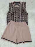 Fashion Knits Sleeveless Tops And Shorts Two Piece Set GDYF-6902