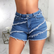 Fashion Mid-waist Denim Shorts HSF-2689