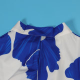 Plus Size Print 3/4 Sleeve Loose Maxi Dress NY-10499