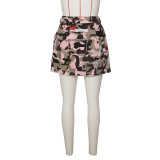 Camouflage Print Slit Short Skirts ZSD-0579-1