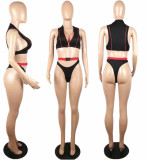 Sexy Bandage Zipper Sport Two Piece Bikinis YACF-5039