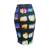 Fashion Print Midi Half Skirt YIY-5365