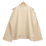 Solid Middle Collar Long Sleeve Sweatshirt  DAI-5813