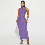 Solid Color Sleeveless Sexy Slim Maxi Dress ME-8386