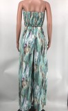 Sexy Print Tube Tops And Wide Leg Pants Two Piece Set XMY-9426