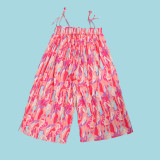 Plus Size Print Wide Leg Suspender Jumpsuit NY-10478