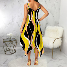 Plus Size Print Sleeveless V Neck Long Dress SMR-11499_1