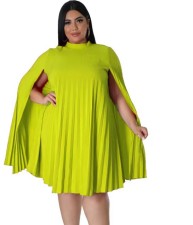 Plus Size Solid Color Loose Pleated Dress SLF-7078