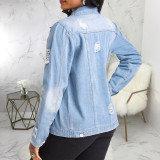 Fashion Long Sleeve Slim Denim Coat SMR-10412