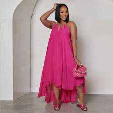 Plus Size Solid Color Loose Maxi Dress NY-10510