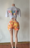 Printed Casual Sports T-Shirts Shorts Two Piece Set YUEM-662035