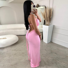 Solid Color Tube Tops Backless Maxi Dress SH-390568