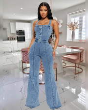 Sexy Denim Wide Leg Flare Jumpsuit LX-3545