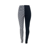 Checkerboard Plaid Patchwork Print Slim Pants ZNF-9212