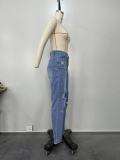 Fashion Holes Slash Zipper Jeans OD-8569