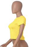 Solid Color Bandage Backless T Shirt MZ-2801