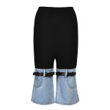 Fashion Splice Denim Straight Leg Pants LMDF-17A2013H