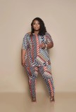 Plus Size Casual Print Short-sleeved Pajamas Set GDNY-2229