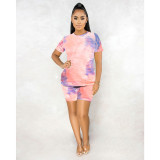 Tie Dye Print T Shirts And Shorts Two Piece Set XMY-9441