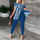 Contrast Color Slit Tops And Pants Two Piece Set NY-2748