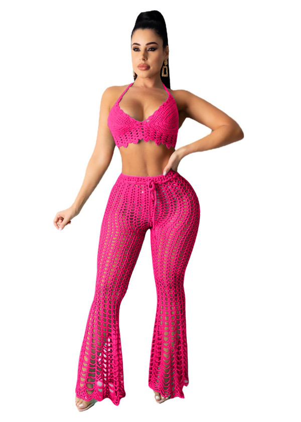 Sexy Hollow Out Two Piece Pants Sets OSM-4362