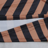 Stripe Print Tassel Slim Skirt HNIF-105