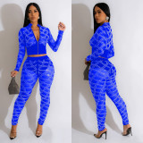 Solid Mesh Hot Drill Long Sleeve Two Piece Set BY-6548