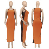 Fashion Sexy Splice Split Maxi Dress GLF-10130
