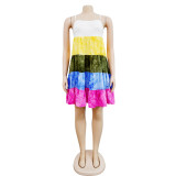 Fashion Multicolour Print Sling Dress GFYX-6509