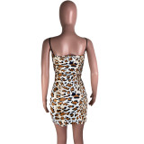 Sexy Leopard Print Sling Mini Dress LUO-6653