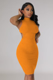 Sexy Ribbed Solid Color Midi Dress YD-1181