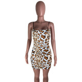 Sexy Leopard Print Sling Mini Dress LUO-6653