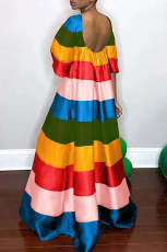 Colorful Print Flare Sleeve Maxi Dress ZDF-31288
